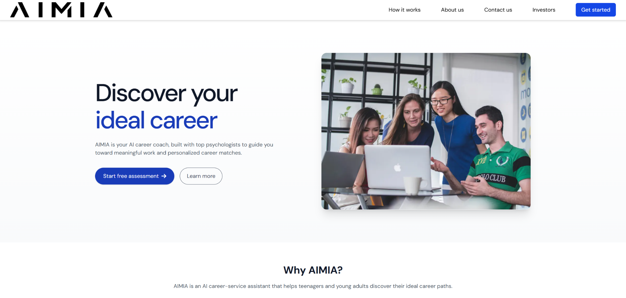 AIMIA career platform home page screenshot